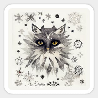 Cat on a Snowy Day/ Winter Moods Sticker